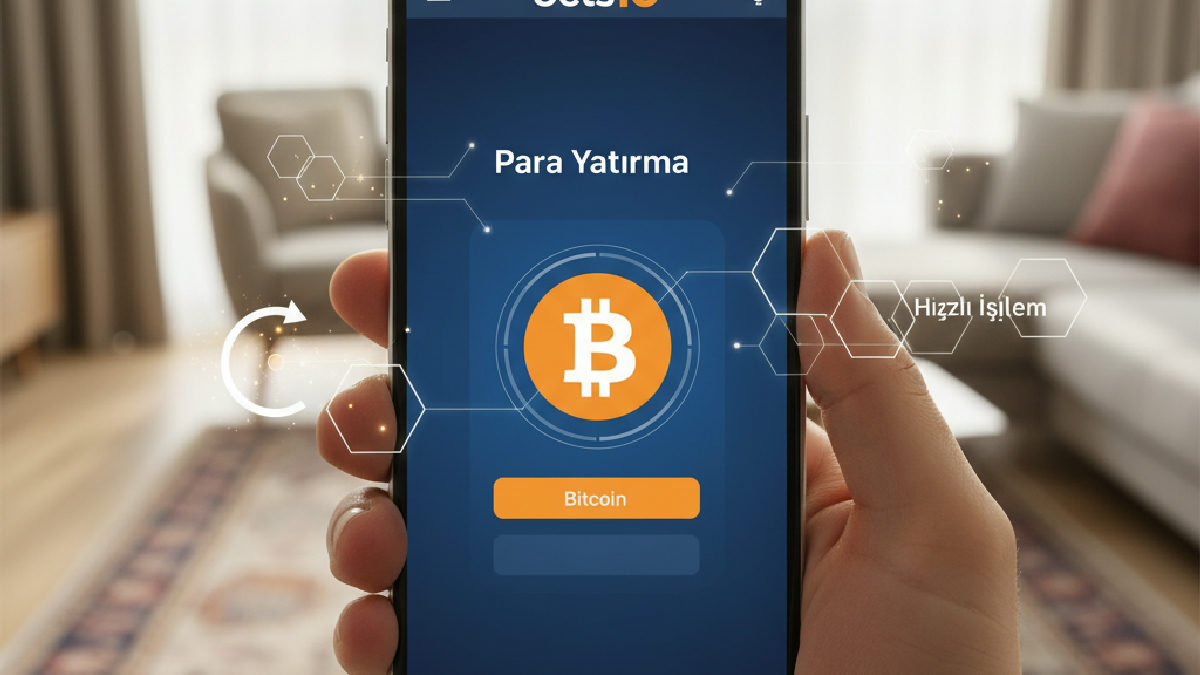 Bets10 mobil uygulamasından Bitcoin ile yatırım yapmanın kolaylığını gösteren ekran görüntüsü.